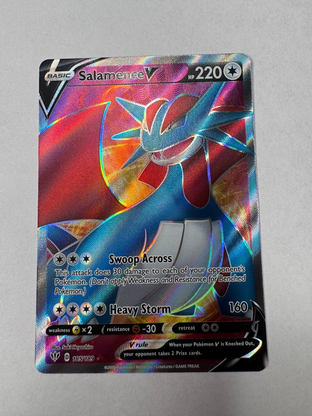 Salamence V (Full Art) Holo Ultra Rare SWSH03: Darkness Ablaze 185/189 NM