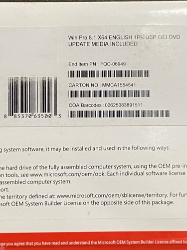 MICROSOFT WINDOWS 8.1 PRO OEM DVD SOFTWARE -UPDATE MEDIA INCLUDED - NEW! SEALED! - Picture 3 of 9