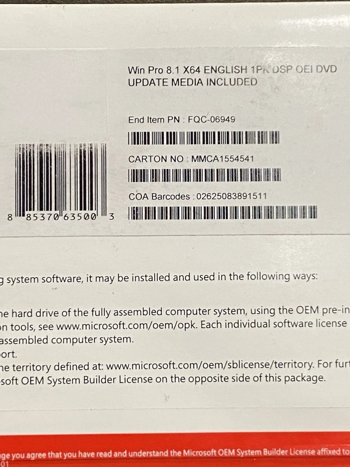 MICROSOFT WINDOWS 8.1 PRO OEM DVD SOFTWARE -UPDATE MEDIA INCLUDED - NEW! SEALED! - Image 3 of 4