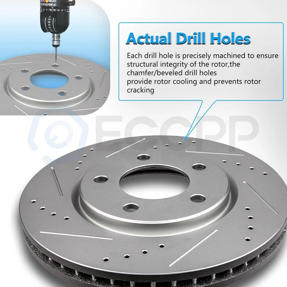 Front Rear Brake Rotor For Oldsmobile Alero Pontiac Grand 99-04 Drilled Slotted Foto 3 de 4