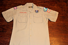 Boy Scouts of America BSA Youth Shirt Tan Large Vented Poly Microfiber Soft