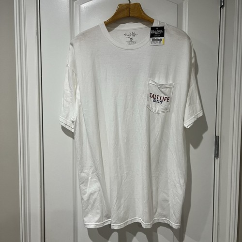 Salt Life Live Salty Pocket Since 2003 Tee Shirt Men XXL 2XL White SS NWT New