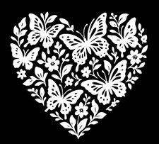 Butterflies and Flowers Heart LOVE Vinyl Decal Sticker Car Window Bumper