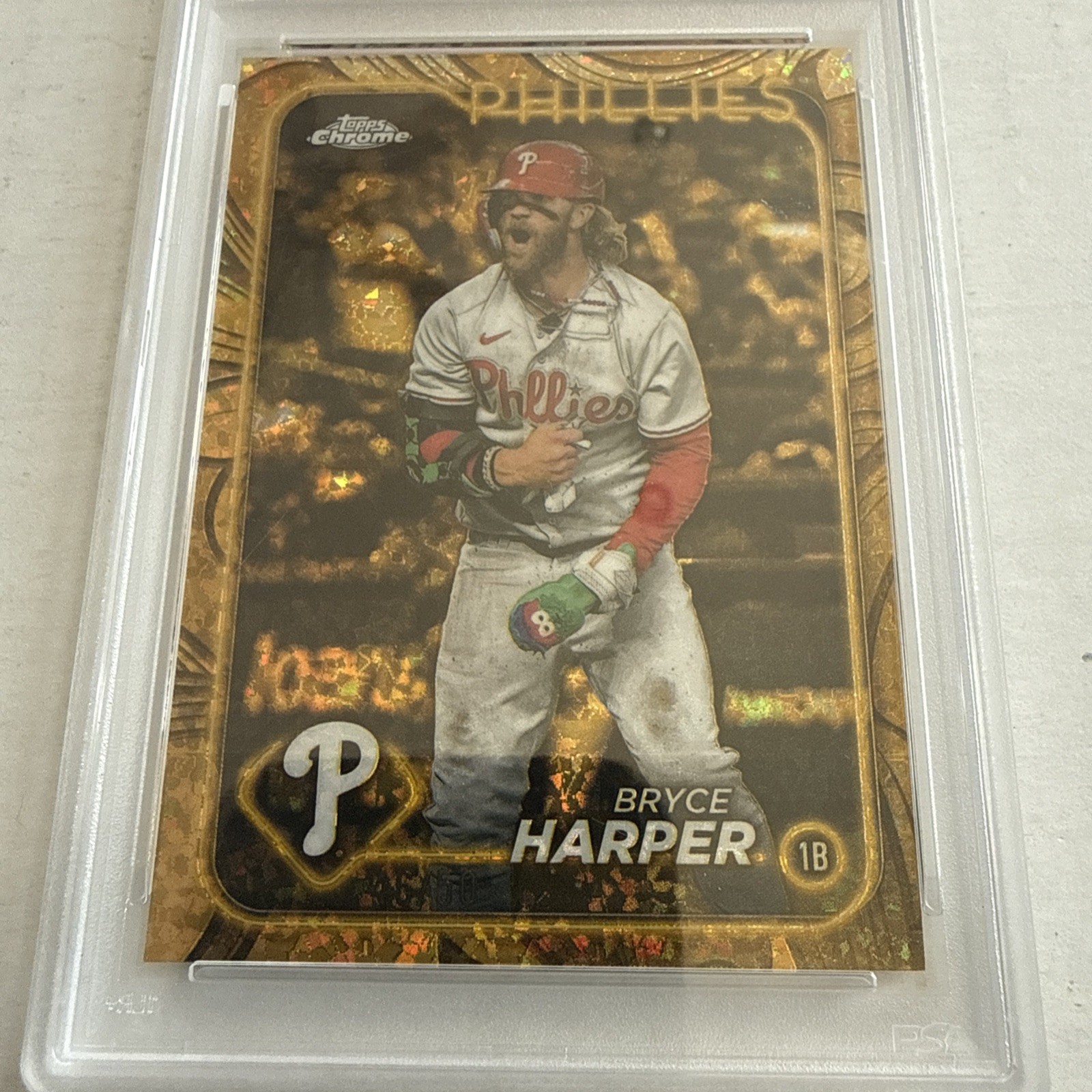 2024 Topps Gilded Bryce Harper Gold Mini Diamond 46/50 PSA 8 Phillies #69 view 4