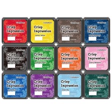 Crisp Impression Mini 12 Color Pigment Ink Pads Stamps Scrapbook Archival