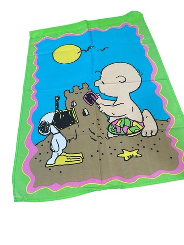 Vintage Charlie Brown Snoopy Garten Flagge 29x42" Am Strand Sandburg - Bild 3 von 5
