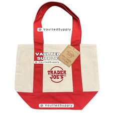 Trader Joe  s Mini Canvas Tote Bag Red   Grocery Shopper Bag   New With Tags