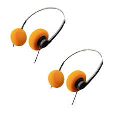 2 Pcs Orange Retro Over-Ear Headphone Vintage Underwire Headphone for Walkman