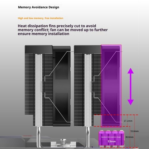 Universals CPU Coolers Two Fan 6 Heat Pipe Design Advanced Cooling Solution For - Picture 6 of 10