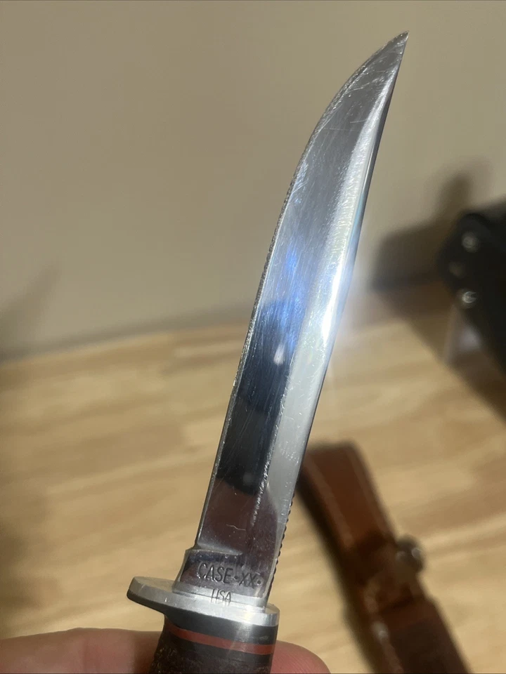 Case XX USA Knife 3 Finn SSP Razor Edge Fixed Blade Leather Handle +Sheath - Image 4 of 4