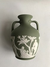 Wedgwood Green Jasperware PORTLAND VASE 5 1/2" tall