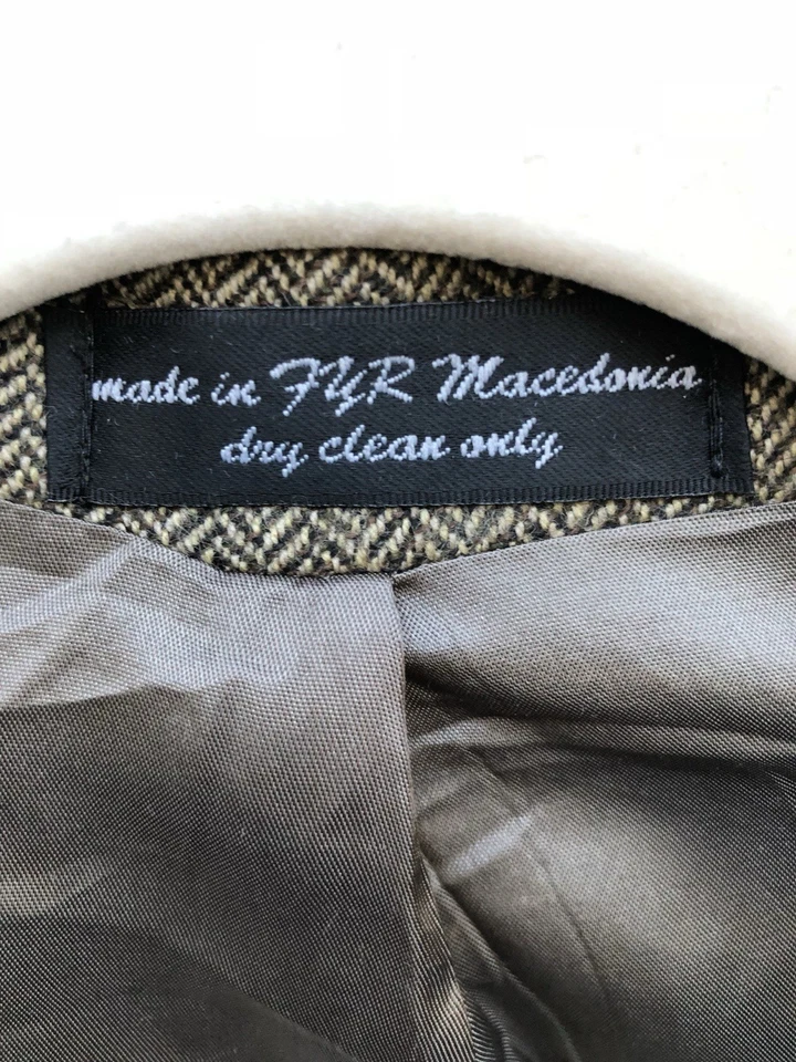 Blazer Abrigo Deportivo Gianfranco Ruffini Hecho en Italia Marrón Lana Worsted Talla 44R Foto 4 de 4