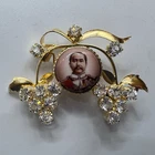 Antique King of SIAM Brooch - Gold Metal Enamel