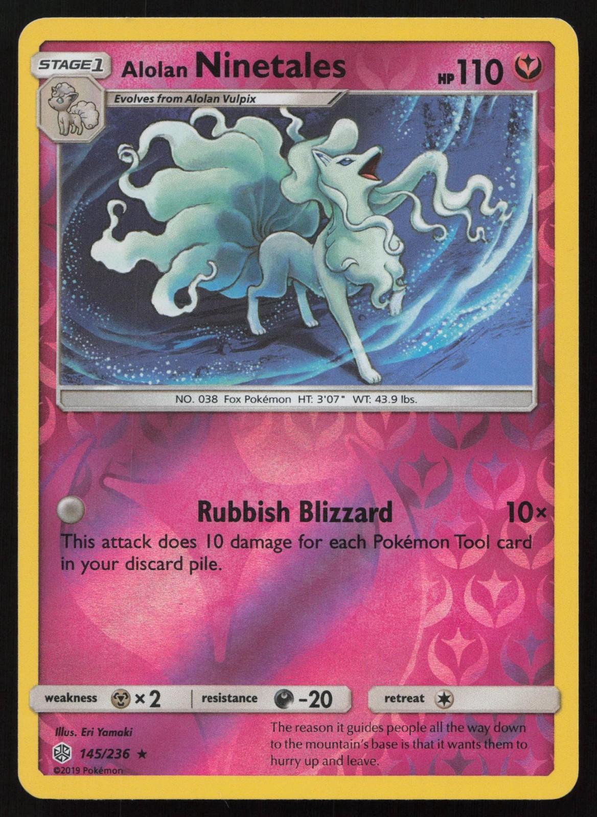 Alolan Ninetales 145/236 Reverse Holo Rare Cosmic Eclipse Pokemon LP