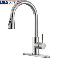 Pull Down Kitchen Faucet Stainless Steel Single Handle 360 Swivel Easy Install