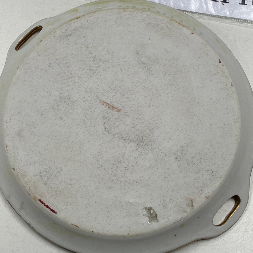 手绘巴伐利亚橱柜板签名 Lunz 黄色花卉珐琅古董 — 第 4/4 张图片