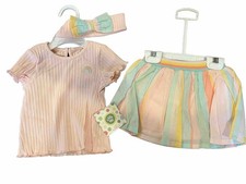 NWT Little Me Girls Fashion Skort Set Sz 12 Month W/headband