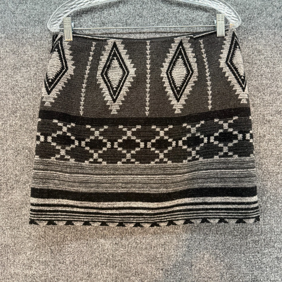 Falda Kenar Para Mujer 6 Gris Mezcla Lana Azteca Recta Tribal Occidental Granero Informal Foto 2 de 4