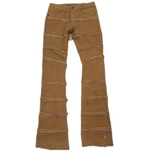 Men’s Bleeker & Mercer Stacked Flare Jeans Size 30x36 Rockstar Brown Distressed