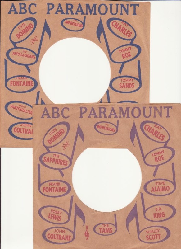ABC-Paramount Records- 2 Original 1960's 45 Record Company Sleeves