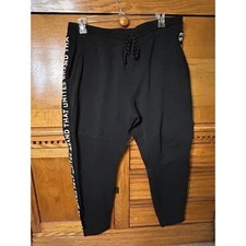 Express Athleisure Black Joggers Stripe 'Brand That Unites' Sweatpants Athletic
