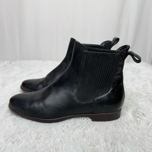 UGG size 6 black leather Jo Chelsea pull on ankle boots women's - Bild 4 von 9