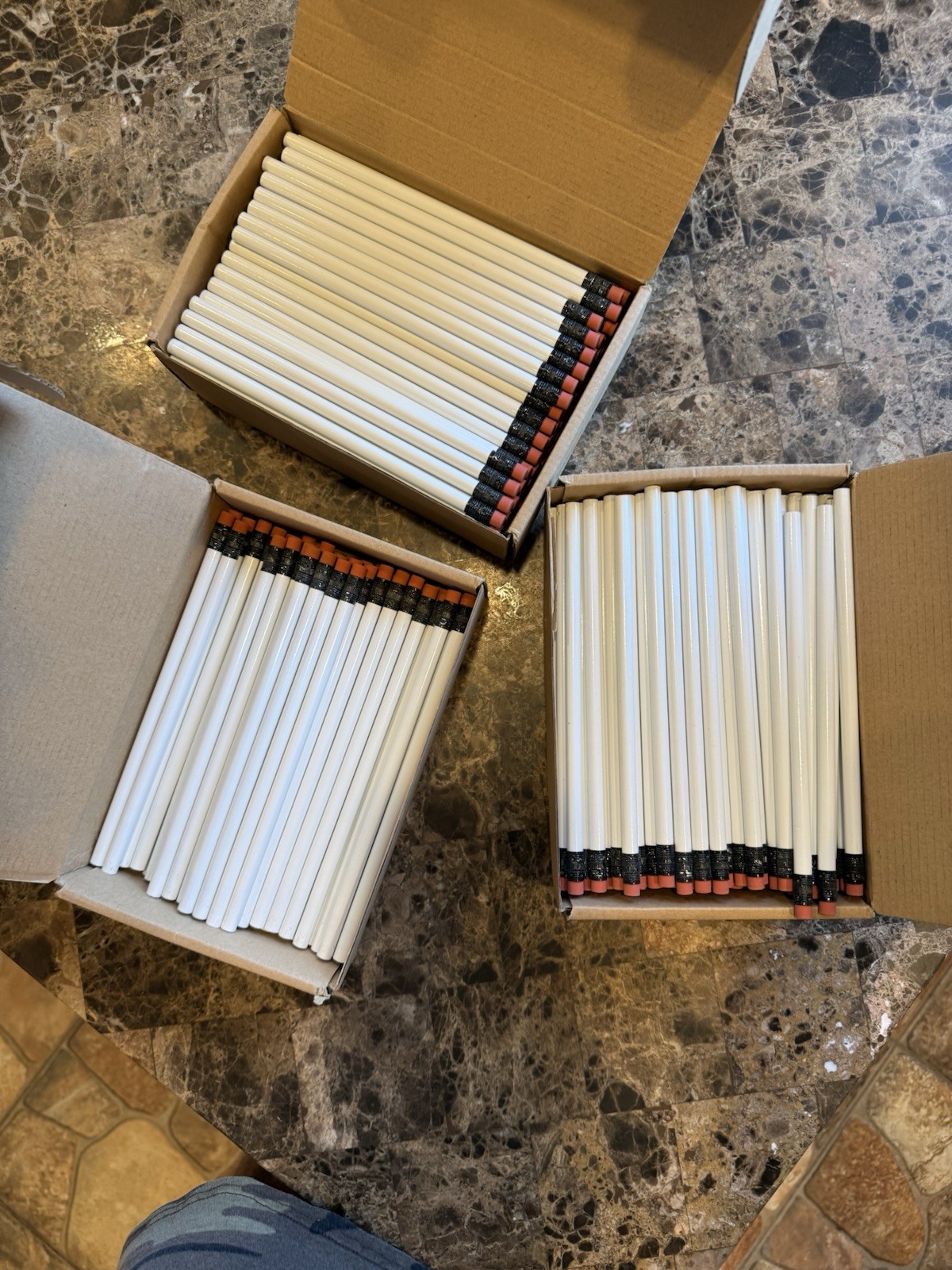 100 Graphite Pencils HB Wood-Cased White Pencil + Erasers Bulk #2 HIGH QUALITY