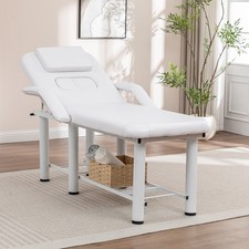 Professional Massage Bed Adjustable Height  Backrest Spa Facial Bed, White