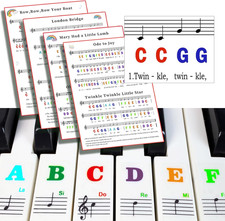 Piano Keyboard Stickers with Sheet Music for 88/61/54/49/37 Key Instruments