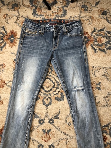 Rock Revival Jeans Women' 30 Blue Easy Straight Sukara Distressed Designer Denim - Picture 3 of 14