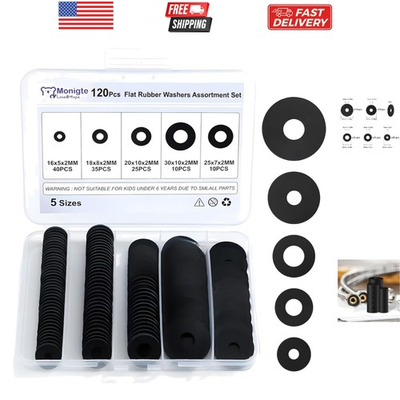 #ad #ad 120Pcs Flat Rubber Washers Assortment Kit16 18 20 25 30mm Black WasherVibra... $11.99