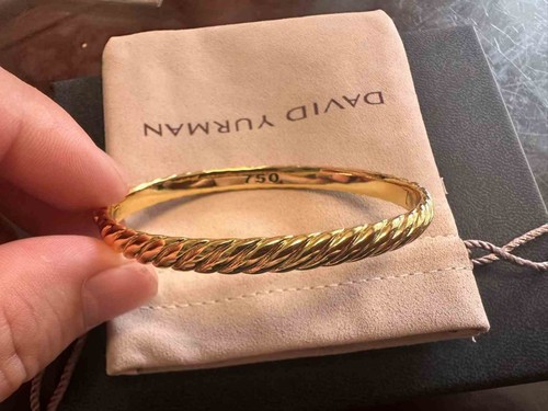 Brazalete David Yu-rman/esculpido/cable oro amarillo de 18 quilates con diamantes 6,2 mm - Imagen 5 de 5