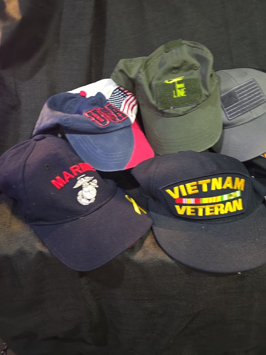 Lot Of 7 Patriotic Hats Trump,navy,marine,USA,flag and Nine Line View 6
