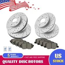Front Rear Drilled Brake Rotors & Ceramics Pads for 2014 - 2018 Mazda 3 Sport