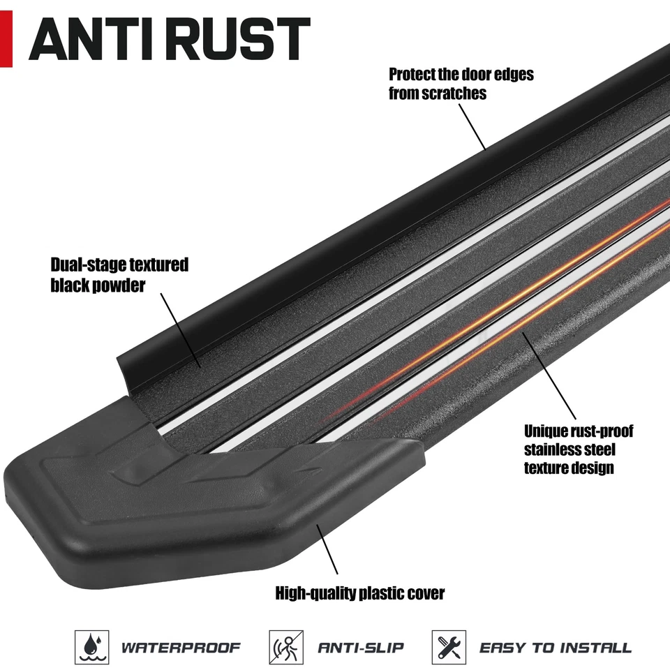 5.5" Running Board Fit 2009-2015 Honda Pilot Black Aluminum+SS Metal Strip Foto 3 de 4