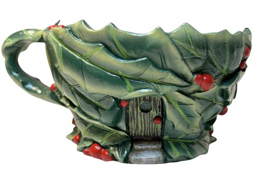 Fiddlehead Fairy Garden Miniatur Stechpalmenblatt Teetasse & Schneemann Weihnachten #17538 - Bild 1 von 9