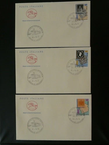 stamp on stamp postal history set of 3 FDC Italy 2001
