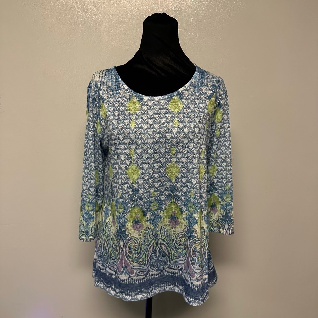 Women's Ruby Rd. Petite Tunic size medium Blue Gr… - image 1