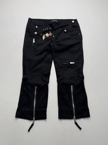 Dsquared2 Vintage Women's Cropped Cargo Pants Black Y2K Utility Low Rise