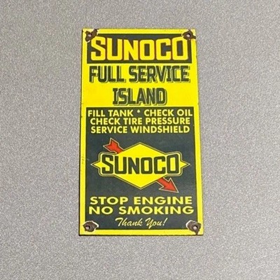 VINTAGE 12  SUNOCO GASOLINE STATION PORCELAIN SIGN CAR GAS TRUCK MOTORCYCLE