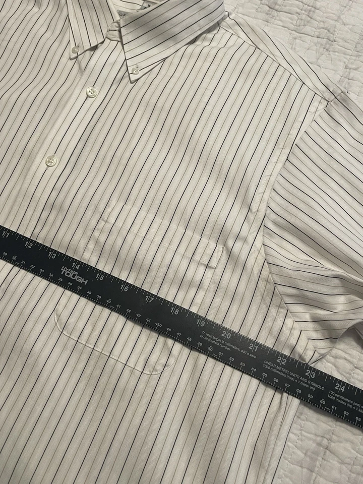 VTG Geoffrey Beene Dress Shirt Men's 16 34/35 White Stripes Long Sleeve USA Made - Image 4 of 4