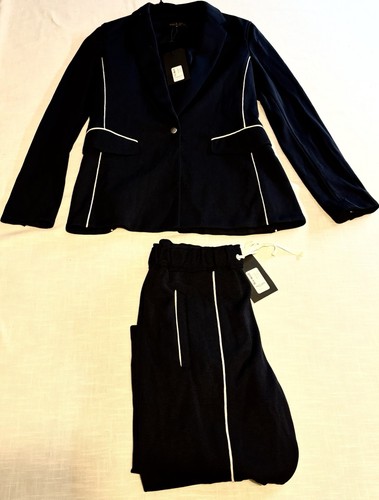 2-teiliger Rag &Bone Damen Anzug SALUTE Sandrine Jacke Stratten Hose Dunkelblau Neu
