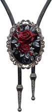 Flower Rose Bolo Tie Wedding Necklace Mens Western Cowboy Necktie