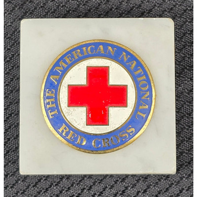 American National Red Cross Collectible Paperweight Marble Red White Blue Italy