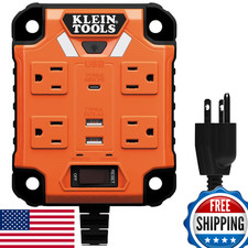 Klein Tools 29601 Magnetic Power Strip Surge Protector Extension Cord 4 Outlets