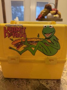 Vintage Kermit the Frog Yellow Plastic Lunchbox 1981 1980 Henson Associates