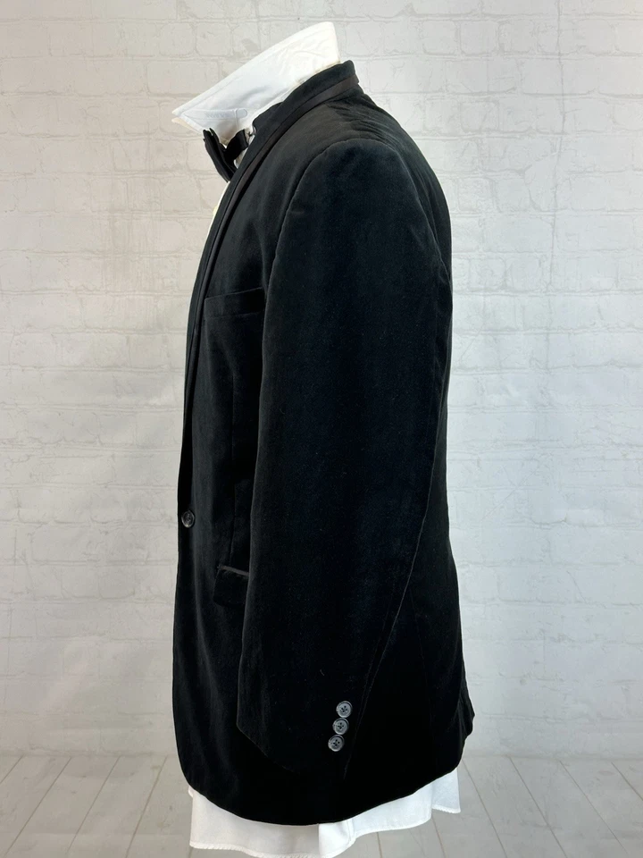 Blazer smoking formal masculino H&M preto veludo sólido algodão 44R - Imagem 3 de 4