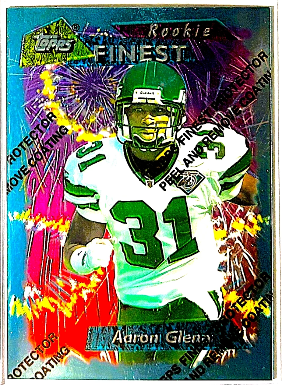 1995 Topps Finest CB Aaron Glenn RC #165 w/ Protective Coating Jets Head Coach