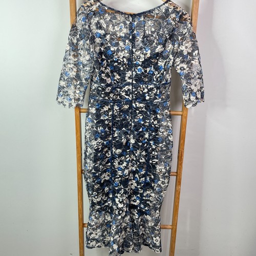 Moss & Spy Frida Bodycon Dress Womens 10 Grey Floral Lace Midi Short Sleeve NWT - Picture 7 of 14