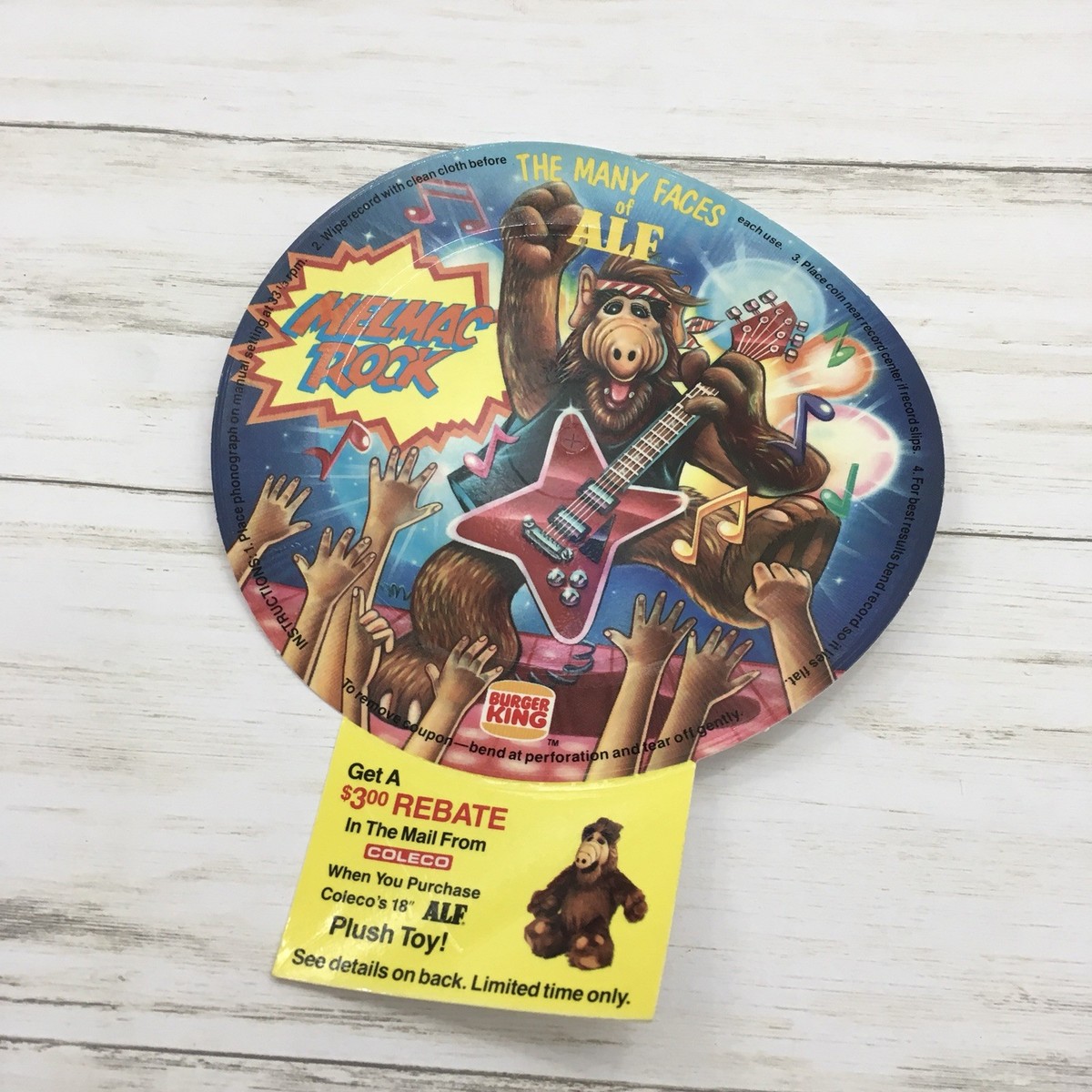 ALF Burger king vintage records アルフ レコード 1988 Burger King The Many Faces of Alf Melmac Rock Flexi Record | eBay